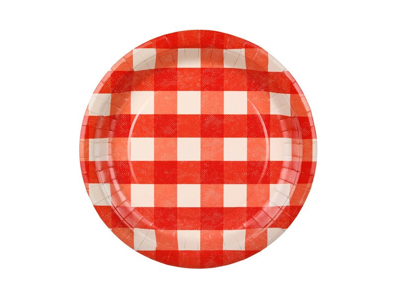 Papieren Borden geruit, mix, 27cm Rood van Partydeco koop je bij Partywinkel