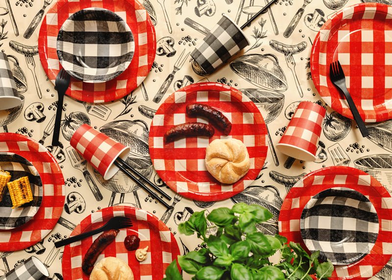 Papieren Borden geruit, mix, 27cm Rood van Partydeco koop je bij Partywinkel