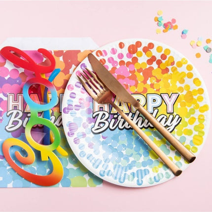 Papieren Borden - Rainbow Bday - 23 cm - 6 stuks van Folat koop je bij Partywinkel