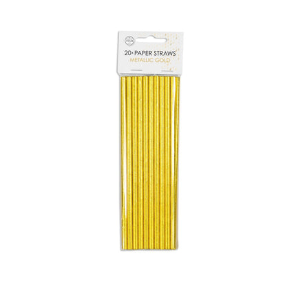 Papieren Gouden Rietjes 19,7cm 20st van WeFiesta koop je bij Partywinkel