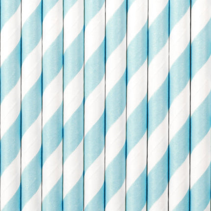 Papieren Rietjes Blauw 19,5cm 10st van Partydeco koop je bij Partywinkel