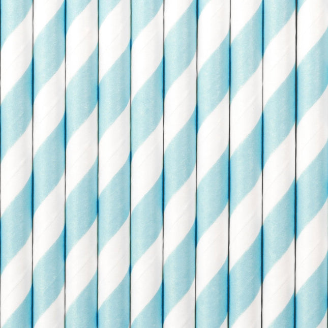 Papieren Rietjes Blauw 19,5cm 10st van Partydeco koop je bij Partywinkel