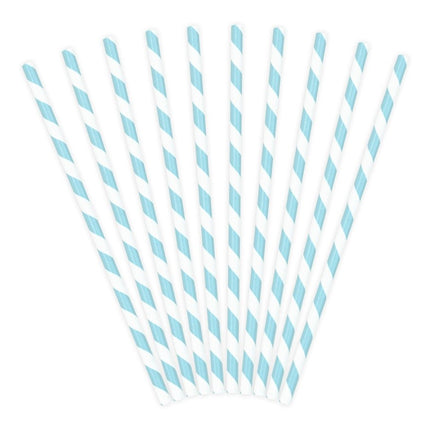 Papieren Rietjes Blauw 19,5cm 10st van Partydeco koop je bij Partywinkel