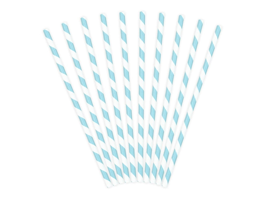Papieren Rietjes Blauw 19,5cm 10st van Partydeco koop je bij Partywinkel