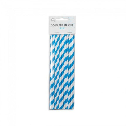 Papieren Rietjes Blauw Gestreept 19,7cm 20st van WeFiesta koop je bij Partywinkel