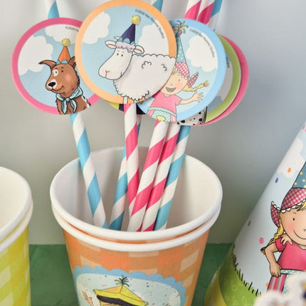 Papieren rietjes Fien & Teun 8st van Haza Witbaard koop je bij Partywinkel
