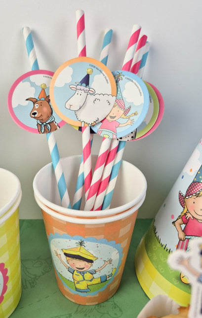 Papieren rietjes Fien & Teun 8st van Haza Witbaard koop je bij Partywinkel