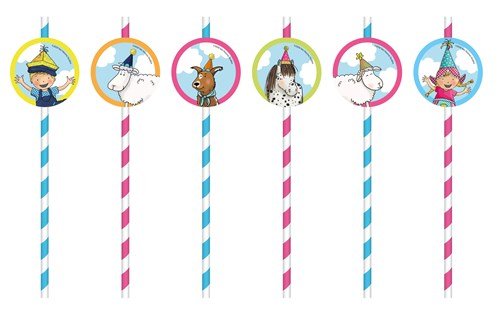 Papieren rietjes Fien & Teun 8st van Haza Witbaard koop je bij Partywinkel