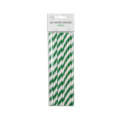 Papieren Rietjes Groen Gestreept 19,7cm 20st van WeFiesta koop je bij Partywinkel