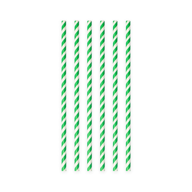 Papieren Rietjes Groen Gestreept 19,7cm 20st van WeFiesta koop je bij Partywinkel