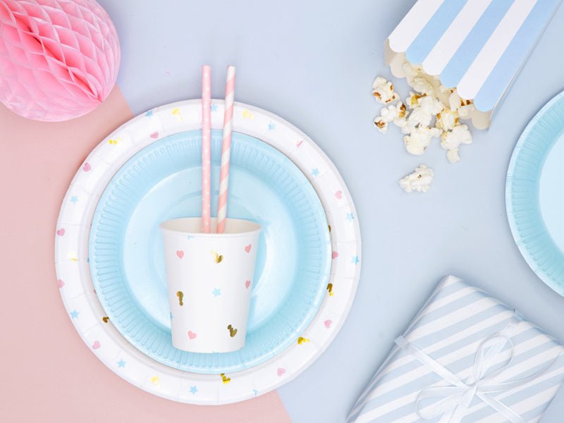 Papieren Rietjes Lichtroze Wit 19,5cm 10st van Partydeco koop je bij Partywinkel