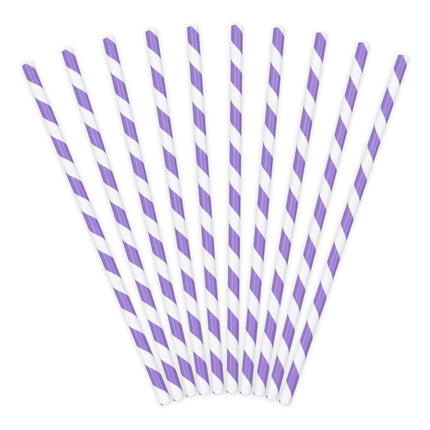 Papieren Rietjes Lila 19,5cm 10st van Partydeco koop je bij Partywinkel