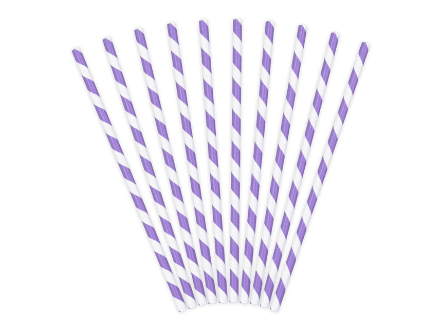 Papieren Rietjes Lila 19,5cm 10st van Partydeco koop je bij Partywinkel