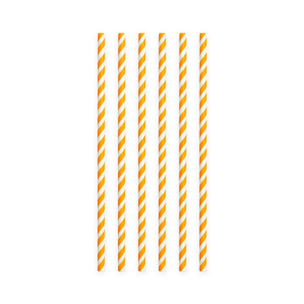Papieren Rietjes Oranje Gestreept 19,7cm 20st van WeFiesta koop je bij Partywinkel