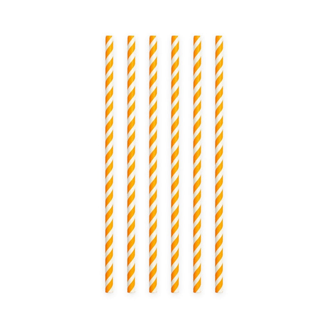 Papieren Rietjes Oranje Gestreept 19,7cm 20st van WeFiesta koop je bij Partywinkel