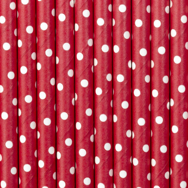 Papieren Rietjes Rood 19,5cm 10st van Partydeco koop je bij Partywinkel