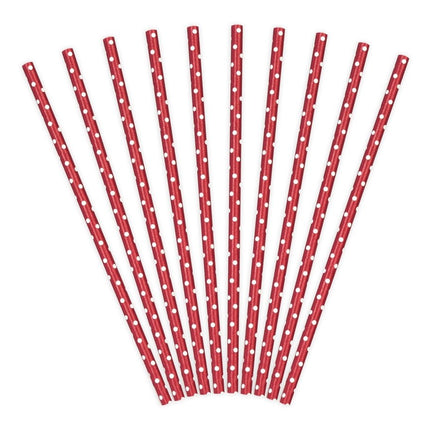 Papieren Rietjes Rood 19,5cm 10st van Partydeco koop je bij Partywinkel