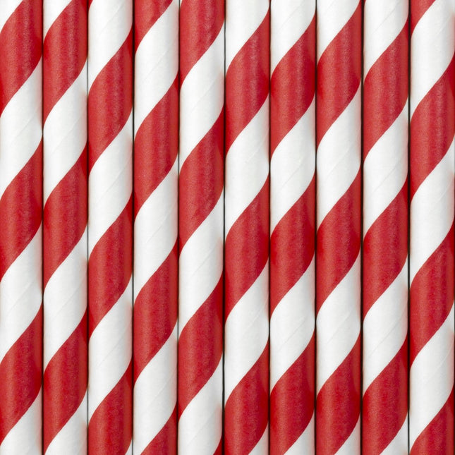 Papieren Rietjes Rood Wit 19,5cm 10st van Partydeco koop je bij Partywinkel