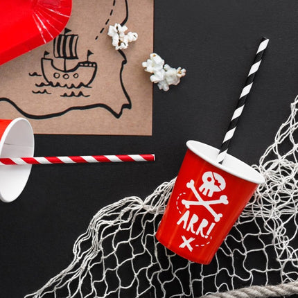 Papieren Rietjes Rood Wit 19,5cm 10st van Partydeco koop je bij Partywinkel