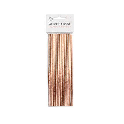 Papieren Rose Gouden Metallic Rietjes 19,7cm 20st van WeFiesta koop je bij Partywinkel