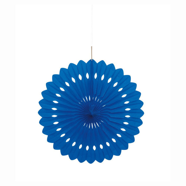 Papieren Waaier Blauw 40cm van Unique koop je bij Partywinkel