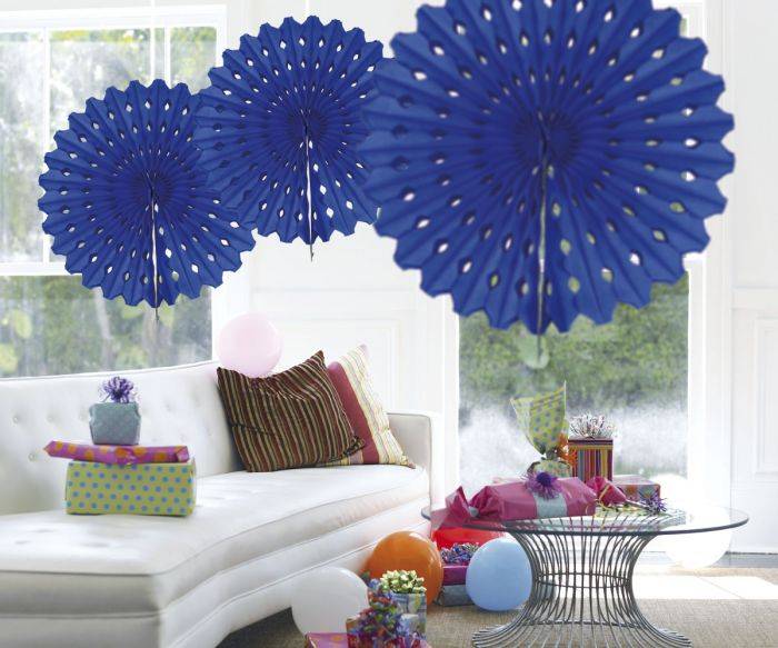 Papieren Waaier Blauw 45cm van Folat koop je bij Partywinkel