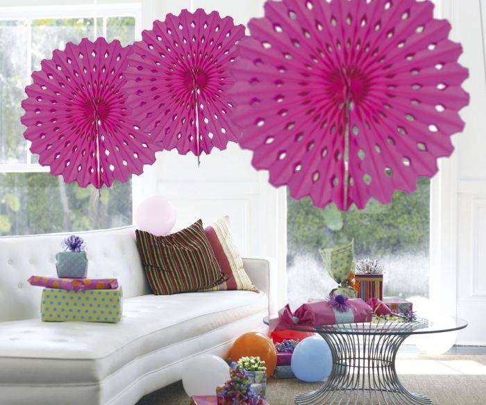 Papieren Waaier Fuchsia 45cm van Folat koop je bij Partywinkel