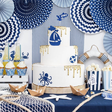 Papieren Waaiers Donkerblauw Set 23 - 40cm 3 delig van Partydeco koop je bij Partywinkel