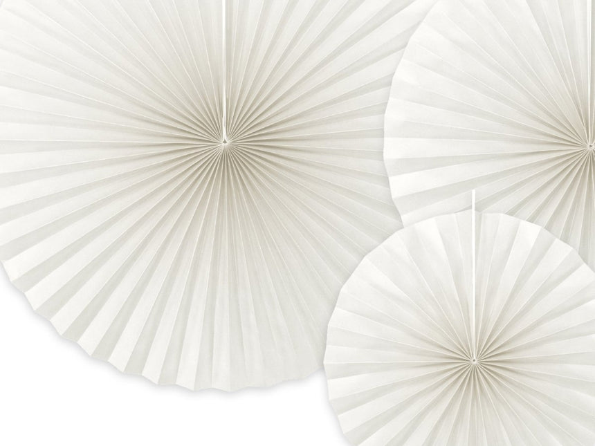 Papieren Waaiers Gebroken Wit Set 23 - 40cm 3 delig van Partydeco koop je bij Partywinkel