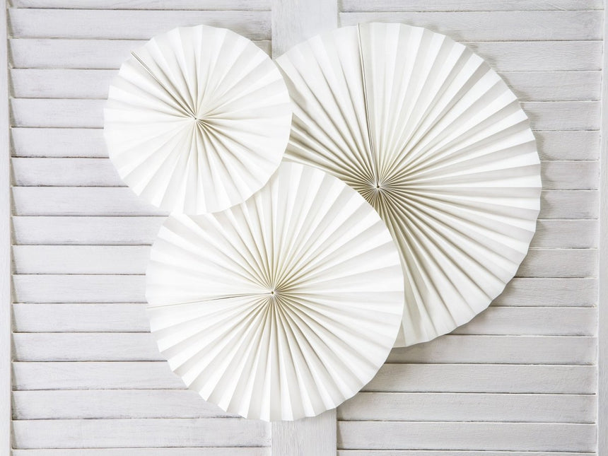 Papieren Waaiers Gebroken Wit Set 23 - 40cm 3 delig van Partydeco koop je bij Partywinkel