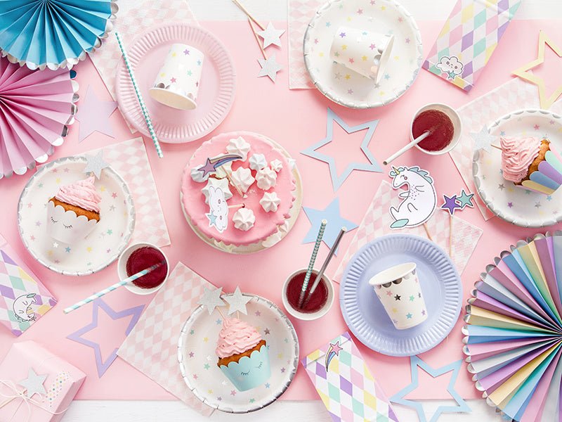 Papieren Waaiers Gekleurd Unicorn Set 21 - 30cm 3 delig van Partydeco koop je bij Partywinkel
