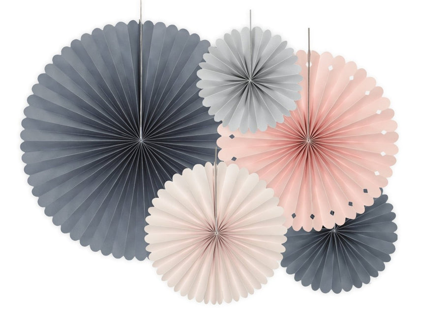 Papieren Waaiers Gekleurde Set 14 - 38cm 3 delig van Partydeco koop je bij Partywinkel