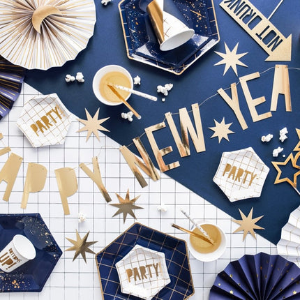 Papieren Waaiers Goud Wit Set 23 - 40cm 4 delig van Partydeco koop je bij Partywinkel