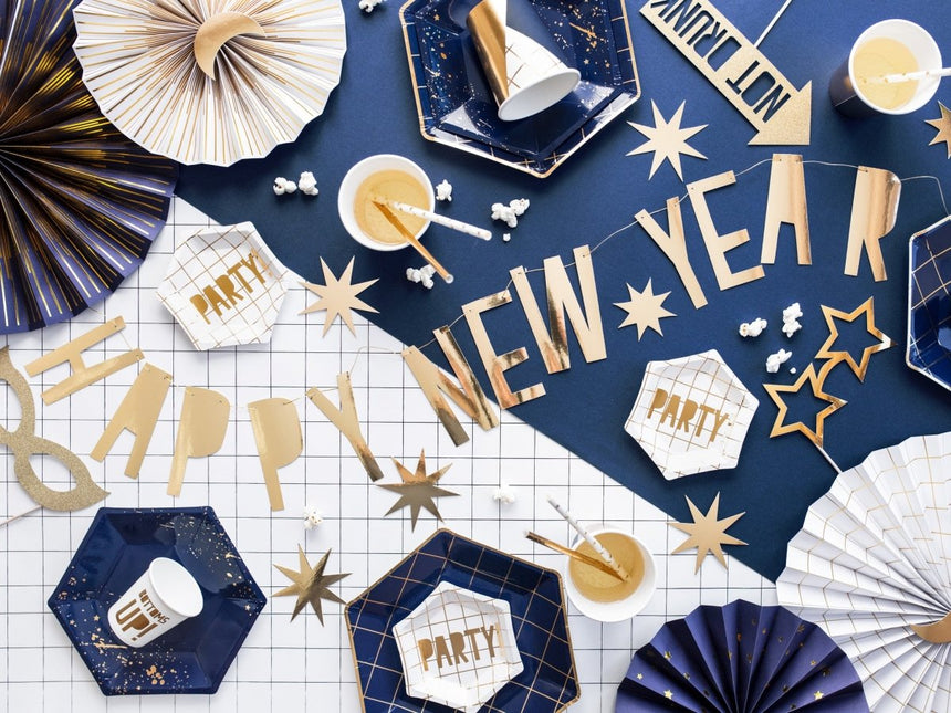 Papieren Waaiers Goud Wit Set 23 - 40cm 4 delig van Partydeco koop je bij Partywinkel