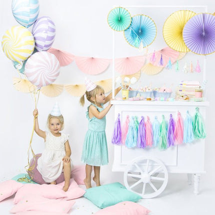 Papieren Waaiers Lichtblauw Goud Set 23 - 40cm 3 delig van Partydeco koop je bij Partywinkel
