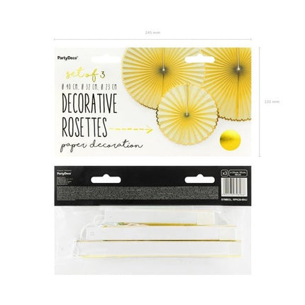 Papieren Waaiers Lichtgeel Goud Set 23 - 40cm 3 delig van Partydeco koop je bij Partywinkel