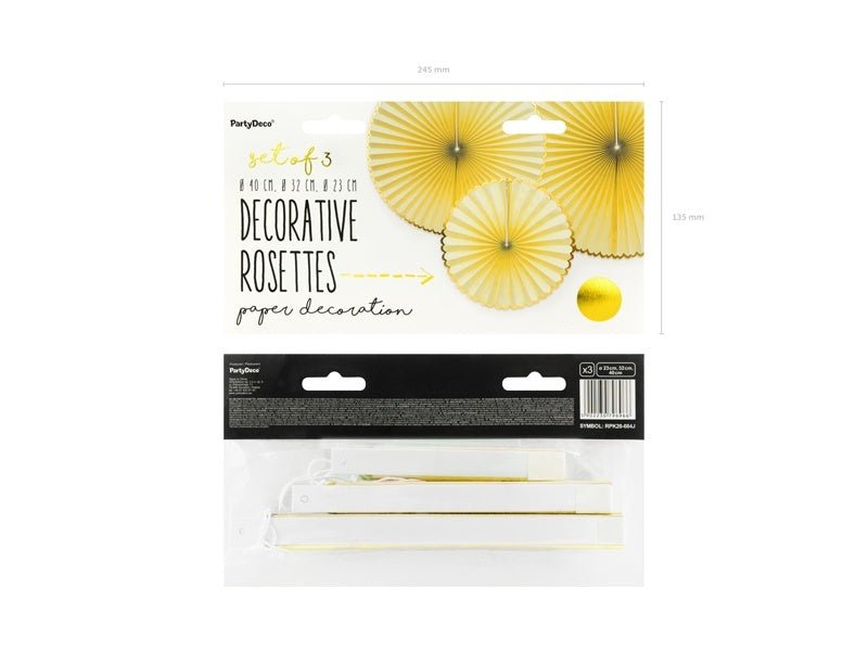 Papieren Waaiers Lichtgeel Goud Set 23 - 40cm 3 delig van Partydeco koop je bij Partywinkel