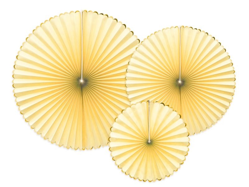 Papieren Waaiers Lichtgeel Goud Set 23 - 40cm 3 delig van Partydeco koop je bij Partywinkel