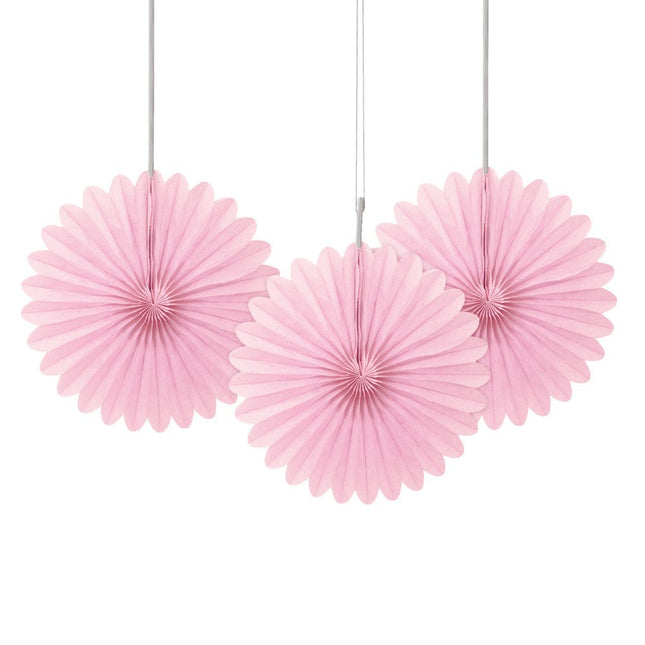 Papieren Waaiers Lichtroze 15cm 3st van Unique koop je bij Partywinkel