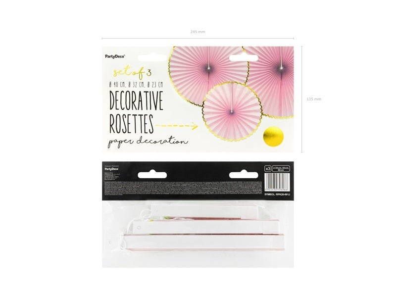 Papieren Waaiers Lichtroze Goud Set 23 - 40cm 3 delig van Partydeco koop je bij Partywinkel