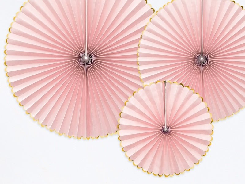 Papieren Waaiers Lichtroze Goud Set 23 - 40cm 3 delig van Partydeco koop je bij Partywinkel
