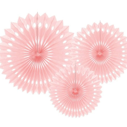 Papieren Waaiers Lichtroze Pastel Set 20 - 30cm 3 delig van Partydeco koop je bij Partywinkel