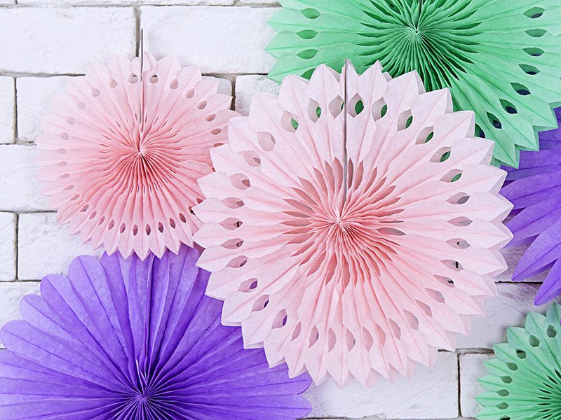 Papieren Waaiers Lichtroze Pastel Set 20 - 30cm 3 delig van Partydeco koop je bij Partywinkel