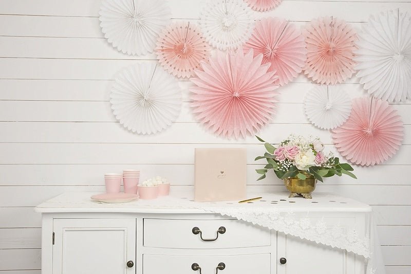 Papieren Waaiers Lichtroze Pastel Set 20 - 30cm 3 delig van Partydeco koop je bij Partywinkel