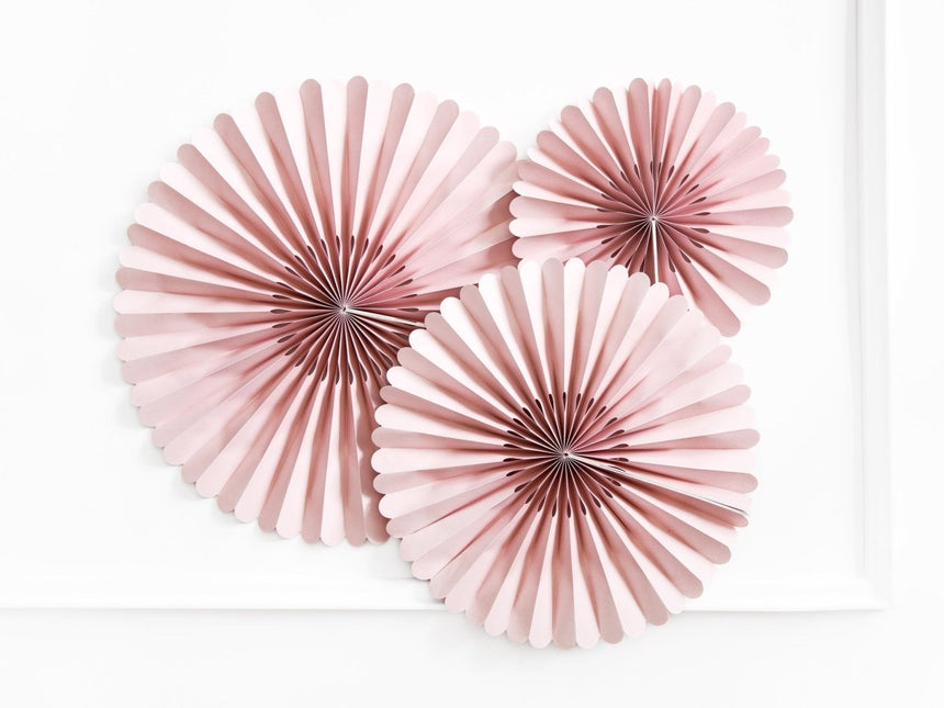 Papieren Waaiers Lichtroze Set 23 - 40cm 3 delig van Partydeco koop je bij Partywinkel