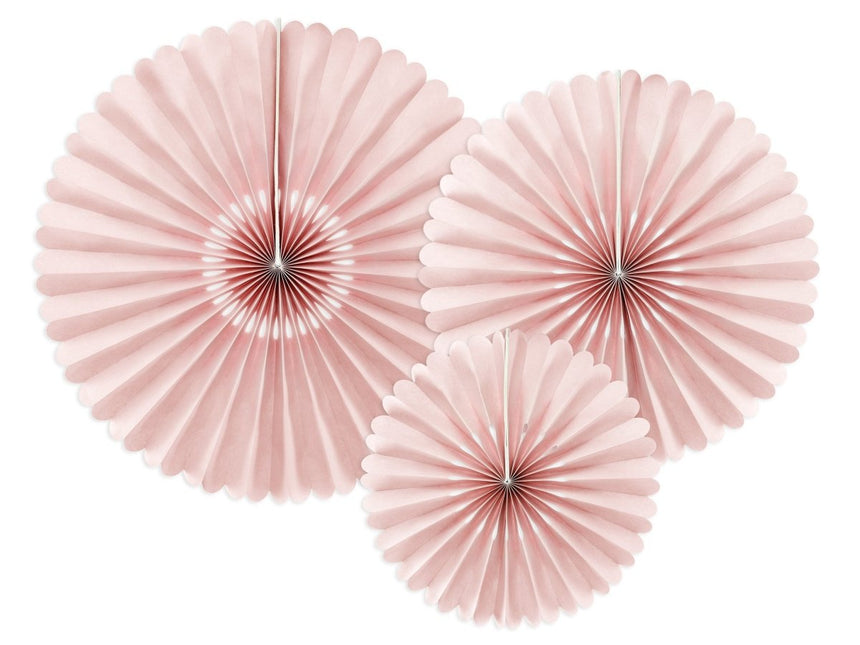 Papieren Waaiers Lichtroze Set 23 - 40cm 3 delig van Partydeco koop je bij Partywinkel