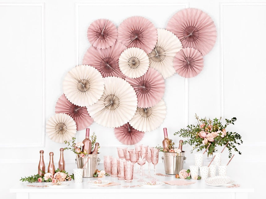 Papieren Waaiers Lichtroze Set 23 - 40cm 3 delig van Partydeco koop je bij Partywinkel
