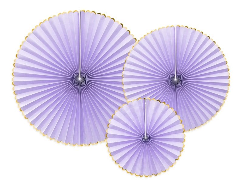 Papieren Waaiers Lila Goud Set 23 - 40cm 3 delig van Partydeco koop je bij Partywinkel