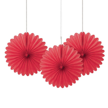 Papieren Waaiers Rood 15cm 3st van Unique koop je bij Partywinkel