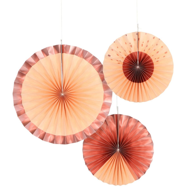 Papieren Waaiers Roze 35cm 3st van Folat koop je bij Partywinkel